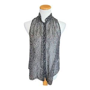 Womens Anthropologie Zoa Polka Dot Sleeveless Semi-Sheer Top - Sz S